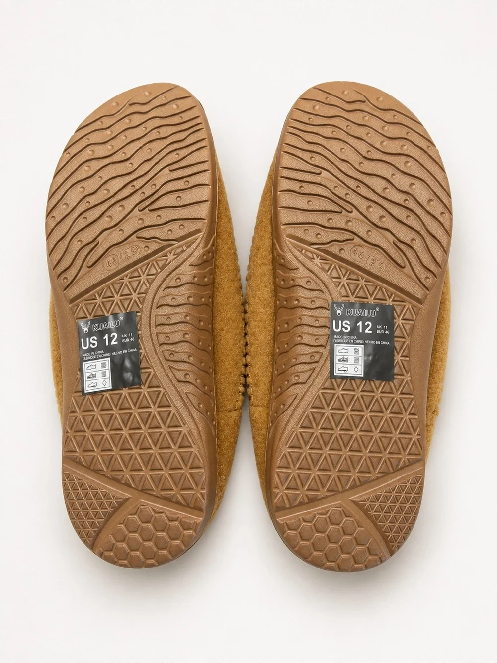 KUAILU Men’s Moccasin Slippers Size 12 Brown Faux Fur Lined Indoor Outdoor NWT